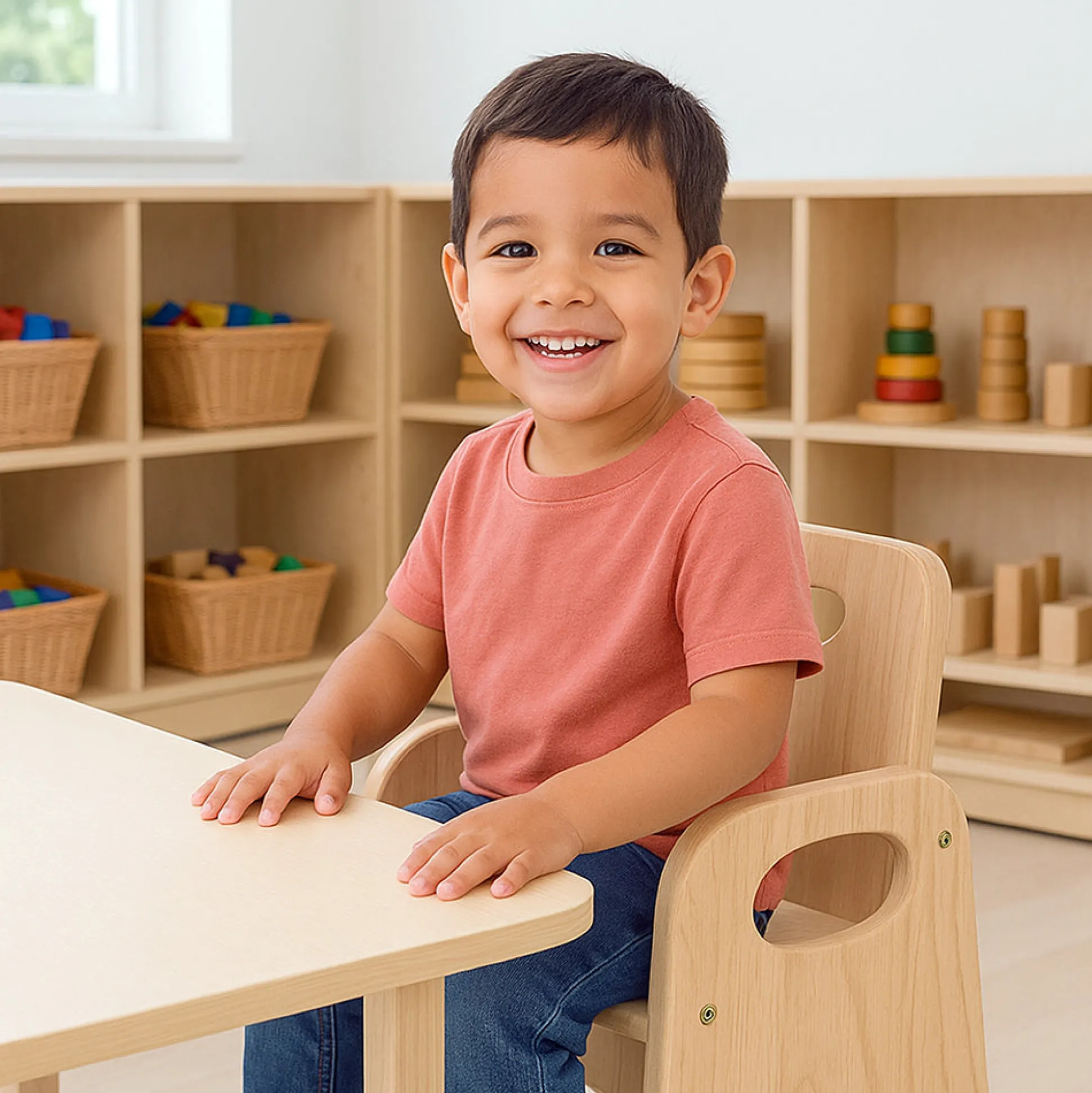 Classic Wooden Toddler Chair | 6" High, Tip-Resistant Rubberwood Seat