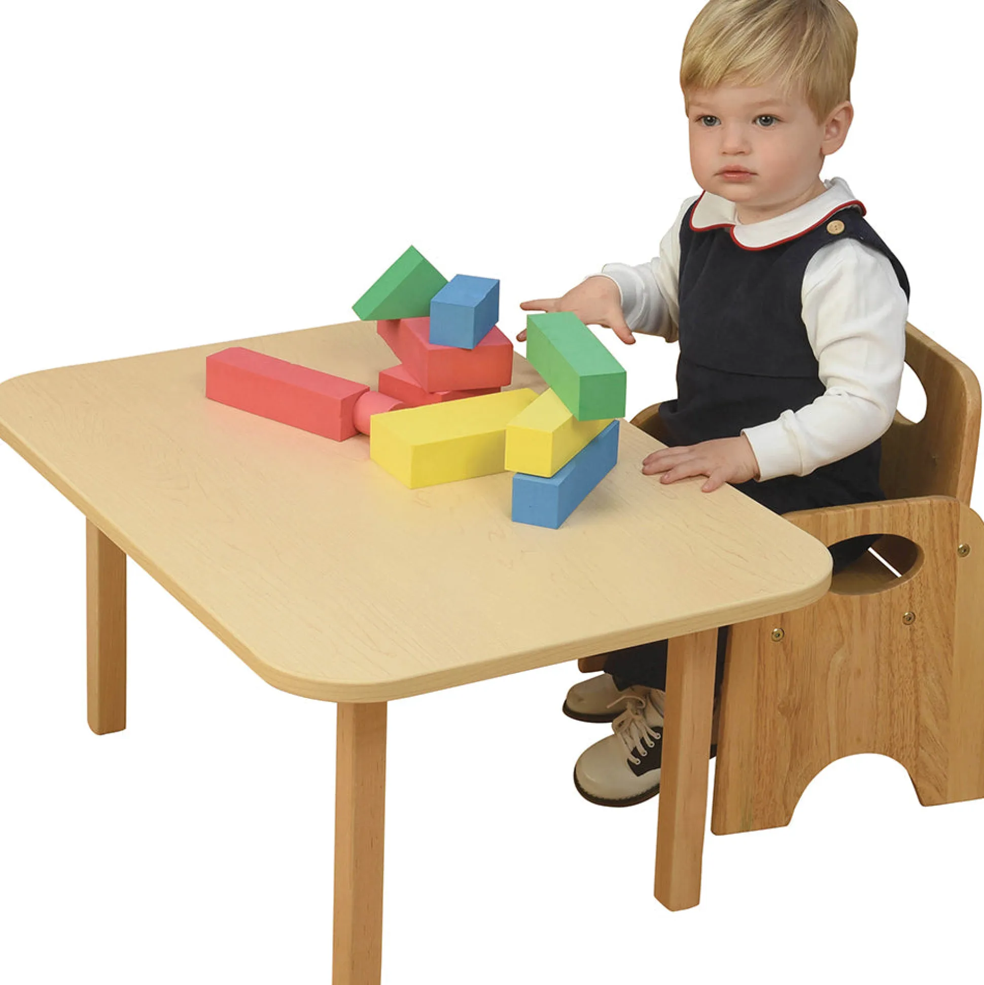 Classic Wooden Toddler Chair | 6" High, Tip-Resistant Rubberwood Seat
