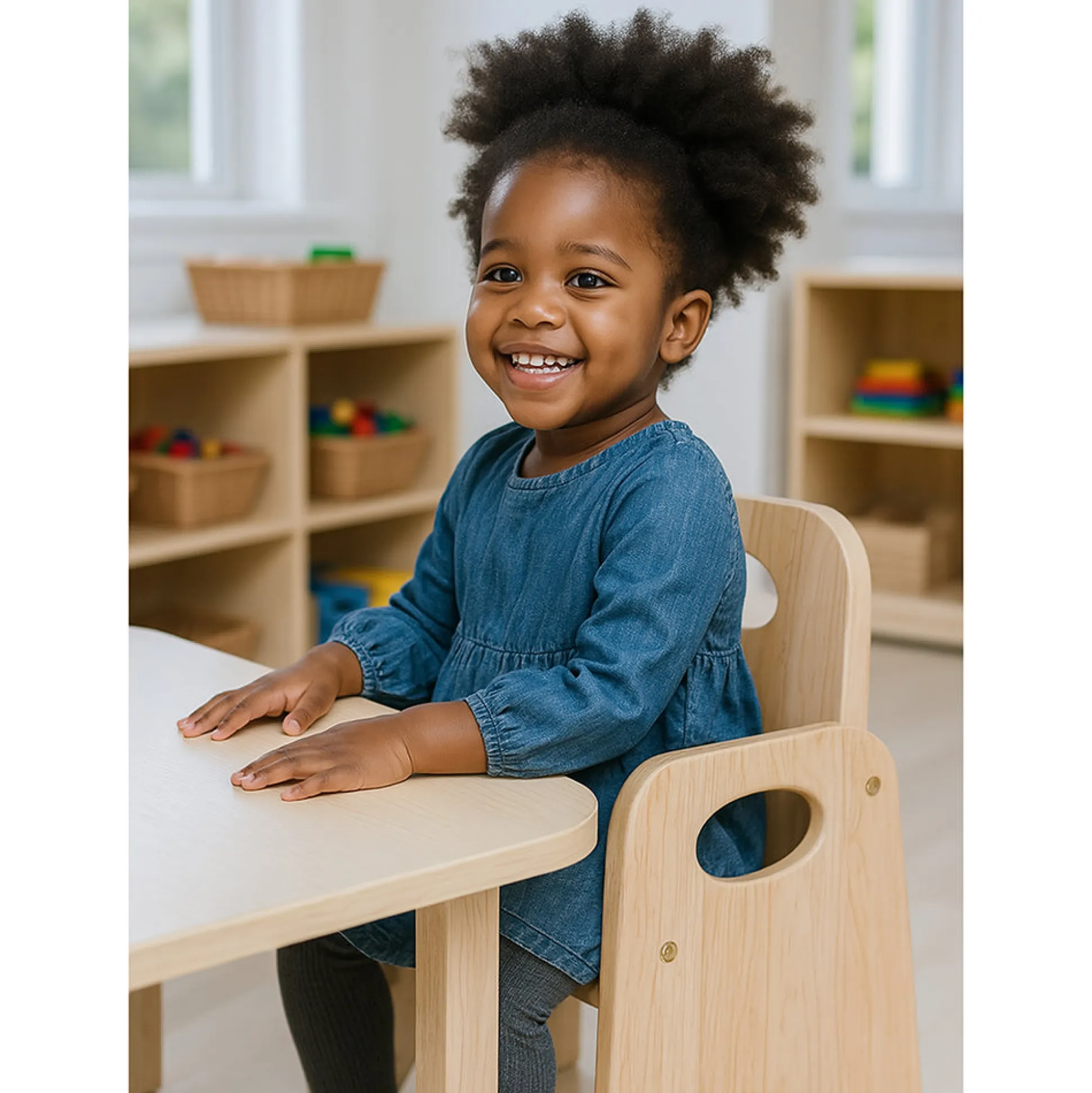 Classic Wooden Toddler Chair | 6" High, Tip-Resistant Rubberwood Seat
