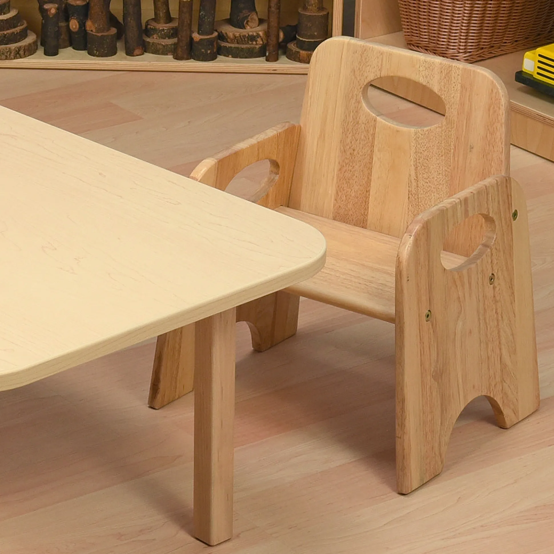 Classic Wooden Toddler Chair | 6" High, Tip-Resistant Rubberwood Seat