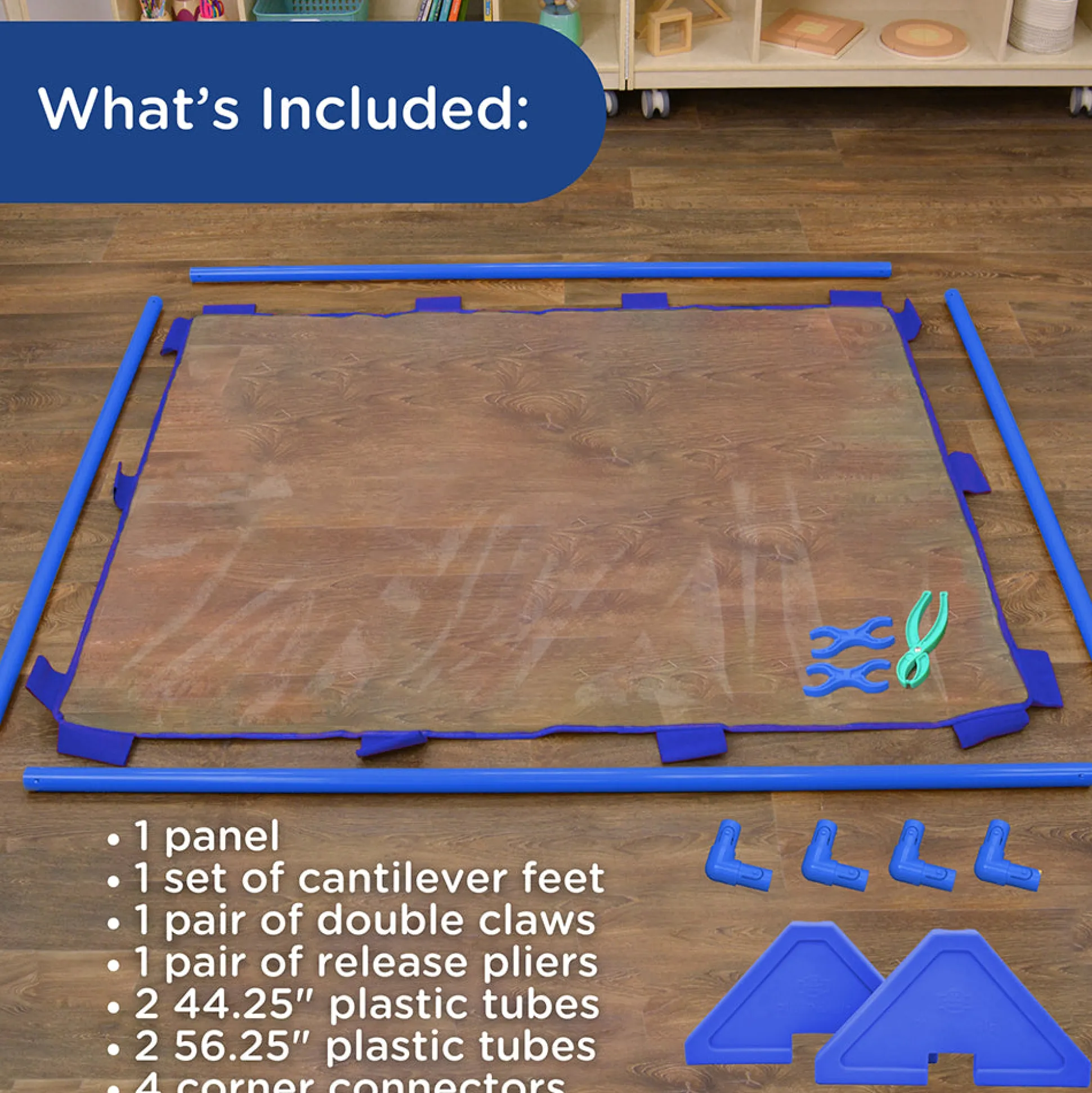 Clear Freestanding Play Panel | Vinyl 48" x 60" Classroom Divider with Stable Feet