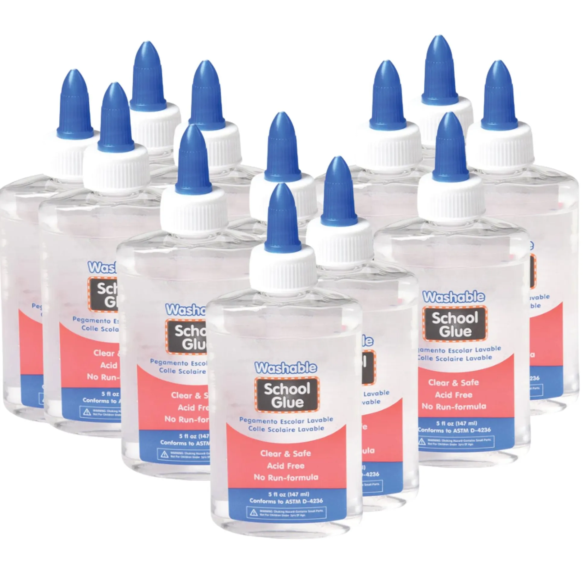 Clear School Glue Classroom Bundle | 12-Pack of 5 oz. Non-Toxic, Washable Slime & Craft Glue