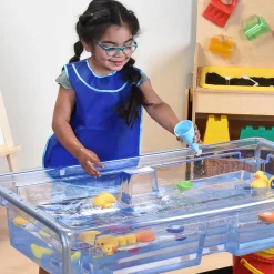 Clear-View Sand & Water Tray Table | Transparent Sensory Learning Table with Stand and Lids