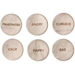 Coconut Shell Emotions Counters | Natural Tactile Learning Set with 20 Expressive Faces