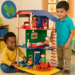 Collaborative Wooden 3-Story Playhouse - Furniture Included