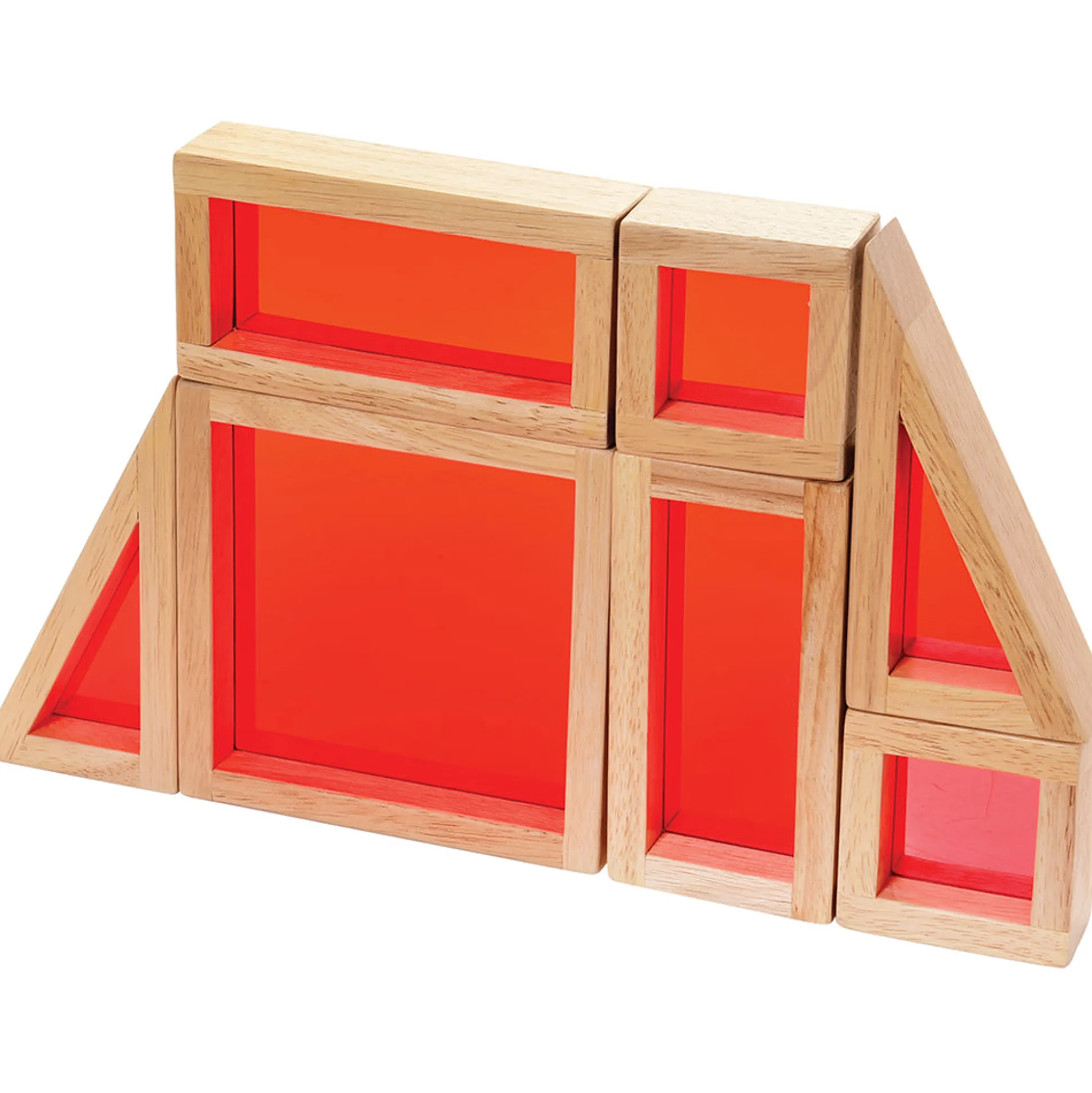 Colored See-Thru Wooden Blocks | 21-Piece Hardwood & Acrylic Building Set