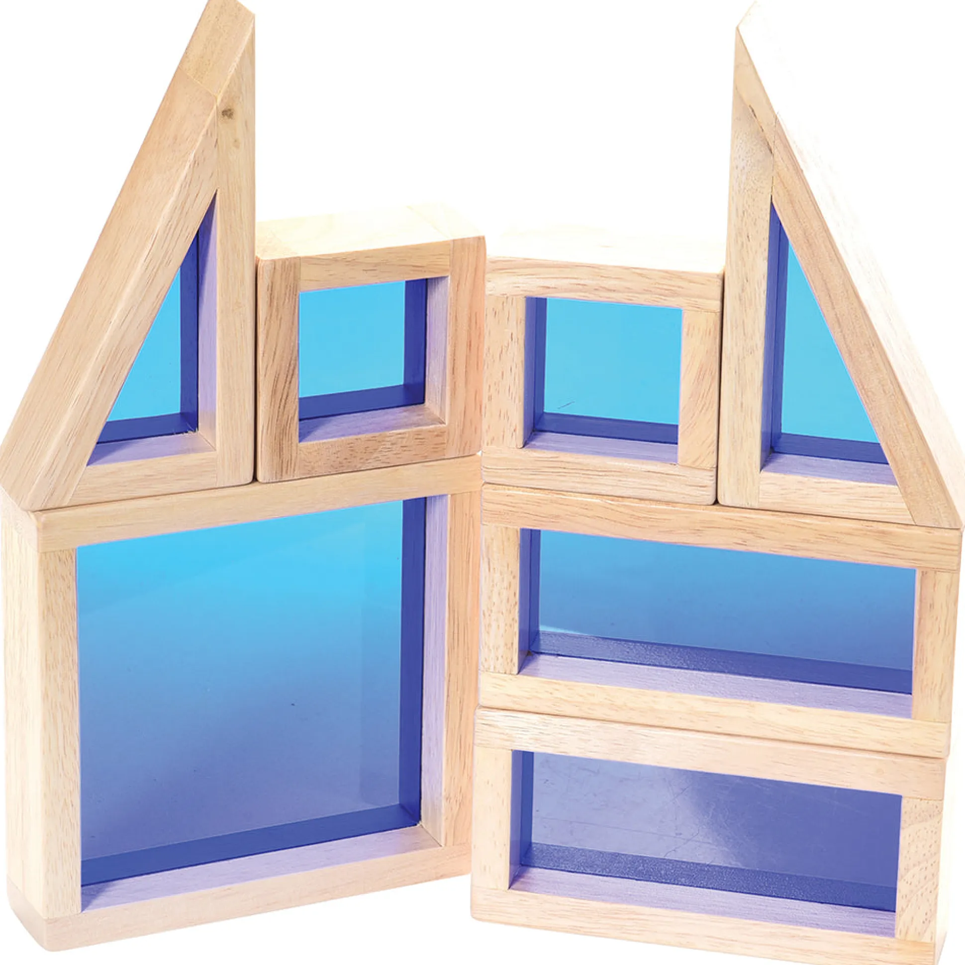Colored See-Thru Wooden Blocks | 21-Piece Hardwood & Acrylic Building Set