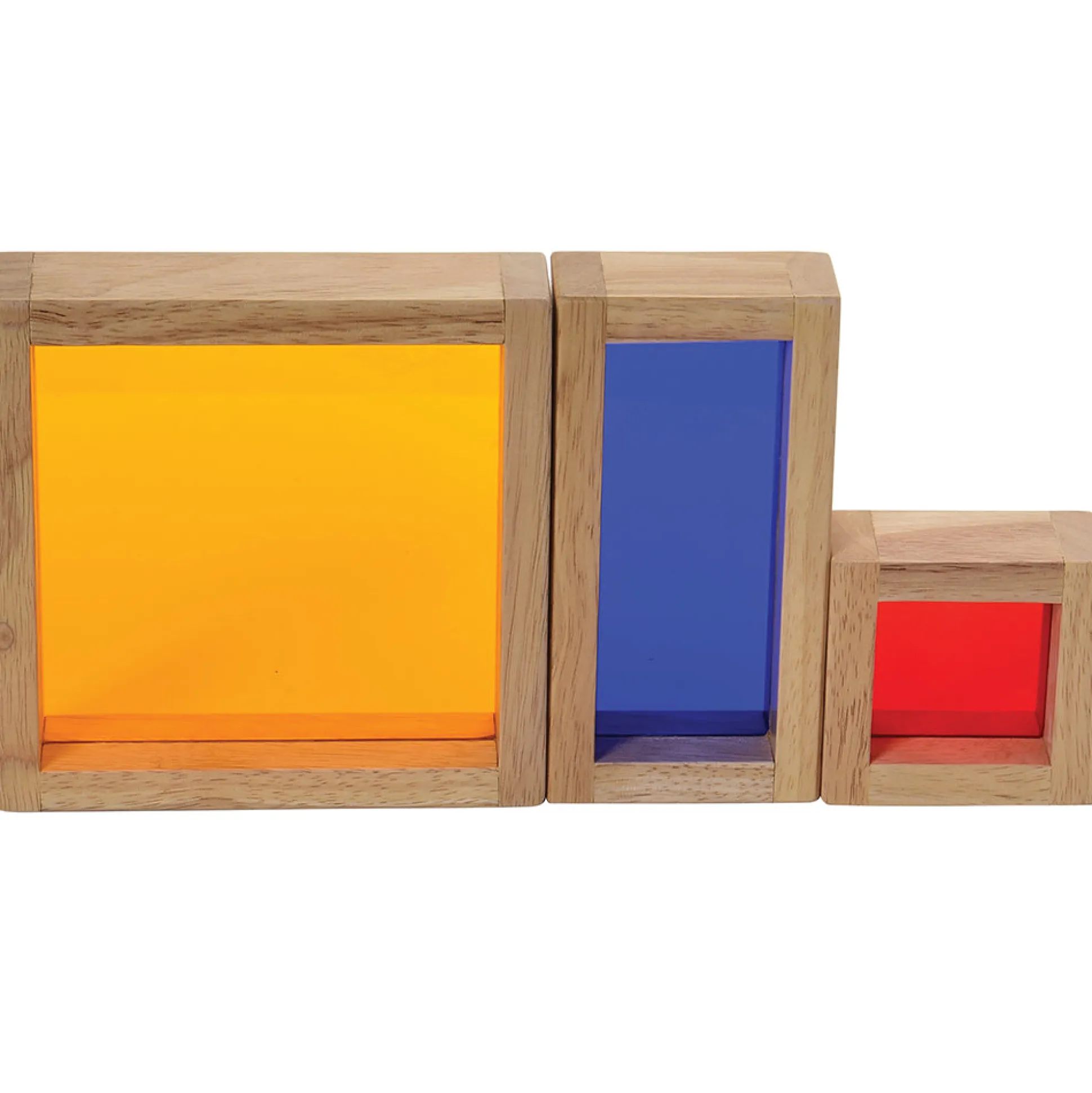 Colored See-Thru Wooden Blocks | 21-Piece Hardwood & Acrylic Building Set