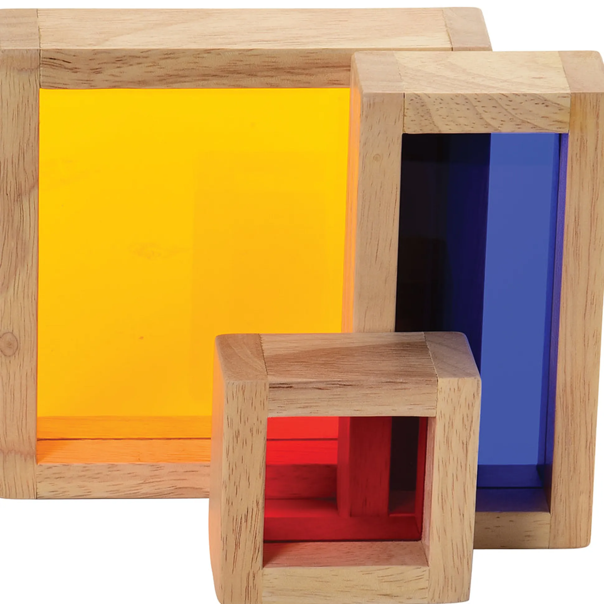 Colored See-Thru Wooden Blocks | 21-Piece Hardwood & Acrylic Building Set