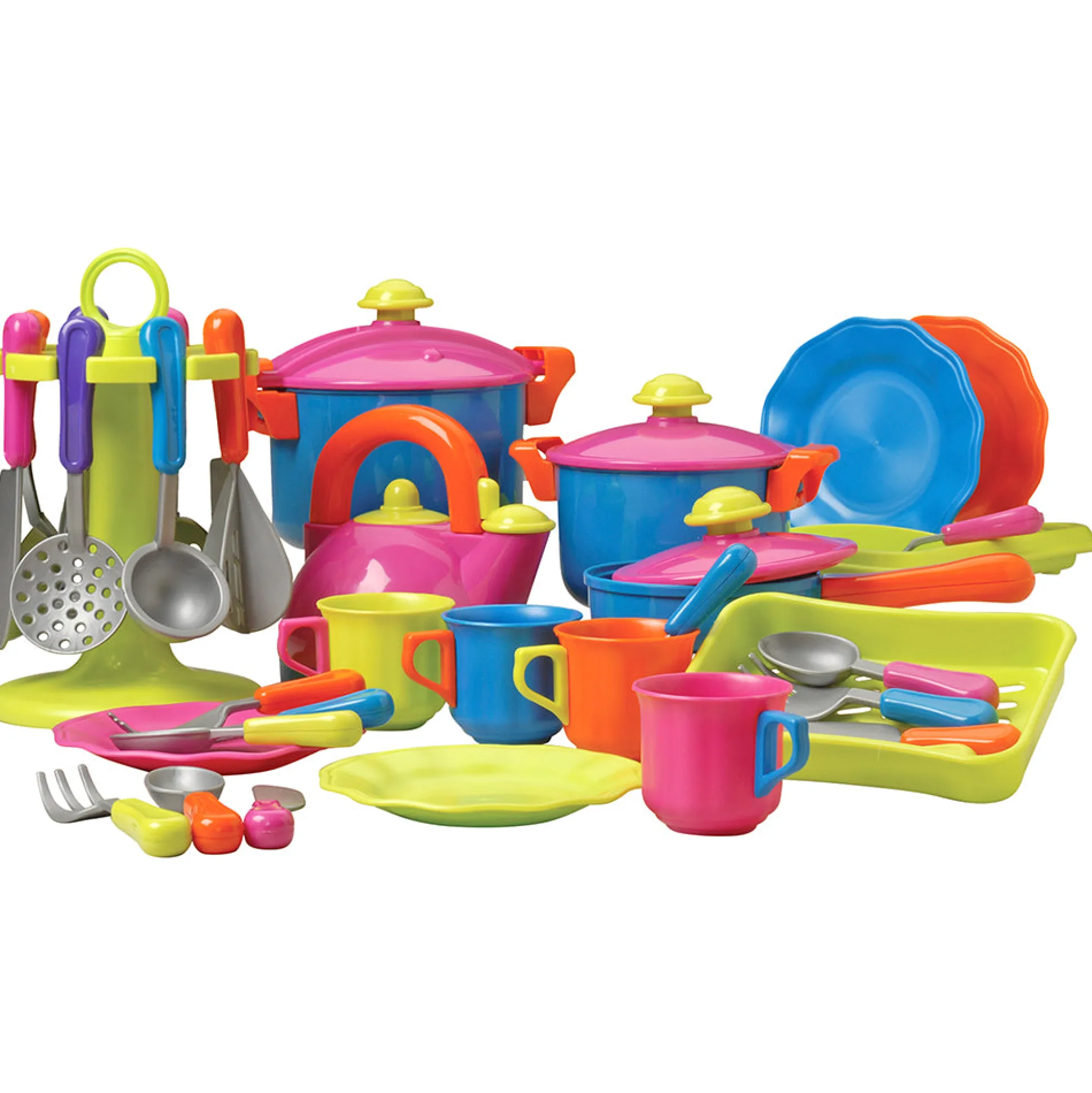 Color-Fun Play Dishes & Cookware Set – 39 Pieces