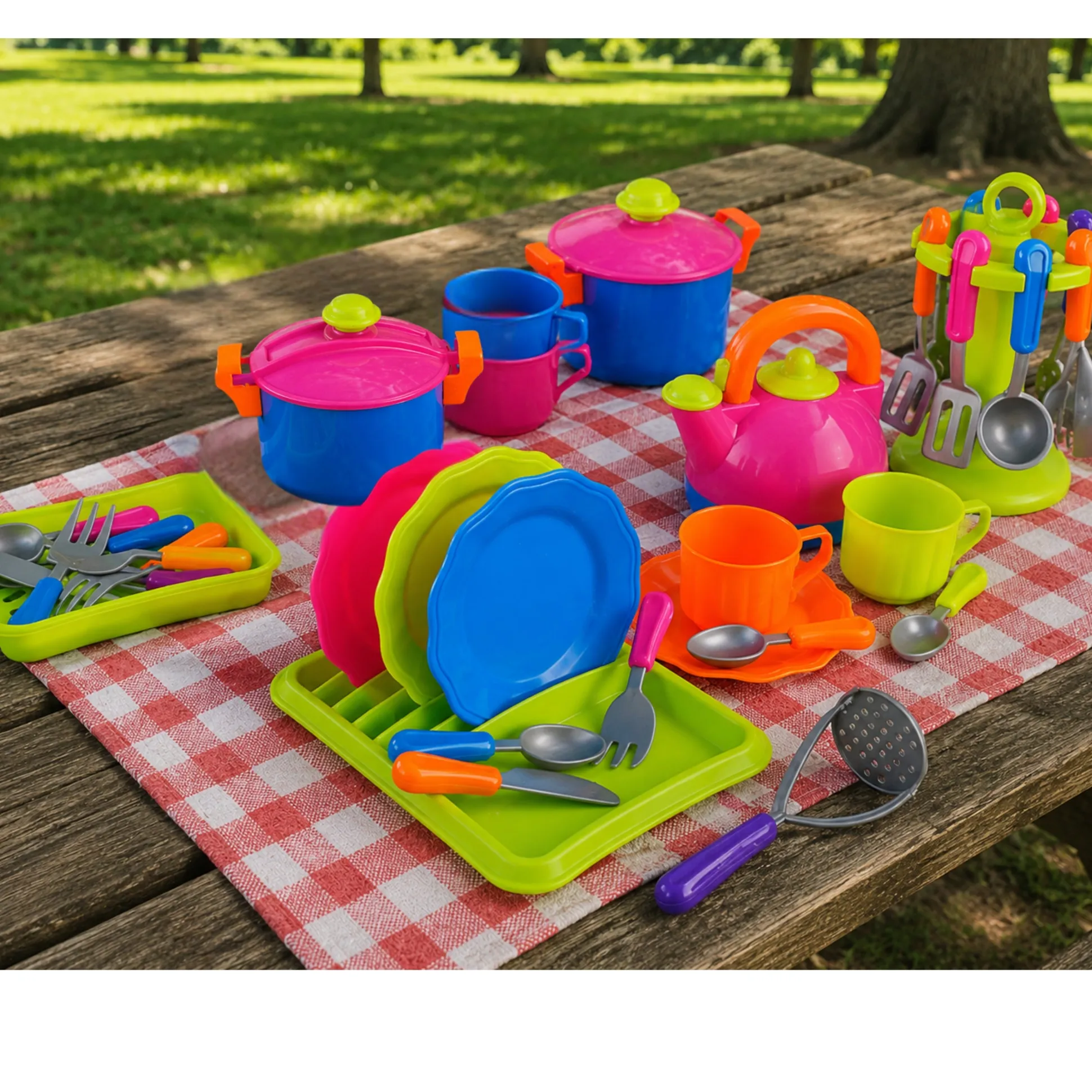 Color-Fun Play Dishes & Cookware Set – 39 Pieces