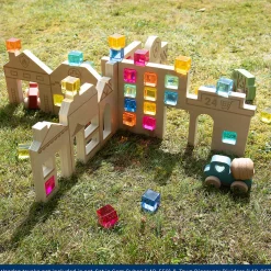 Color & Light Town Builder Set | Wooden Dividers with Gem Cubes