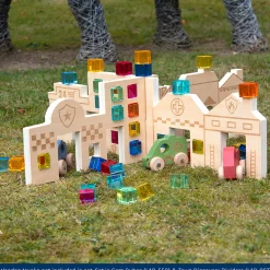 Color & Light Town Builder Set | Wooden Dividers with Gem Cubes