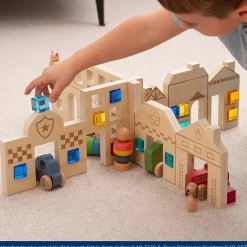 Color & Light Town Builder Set | Wooden Dividers with Gem Cubes