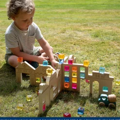 Color & Light Town Builder Set | Wooden Dividers with Gem Cubes