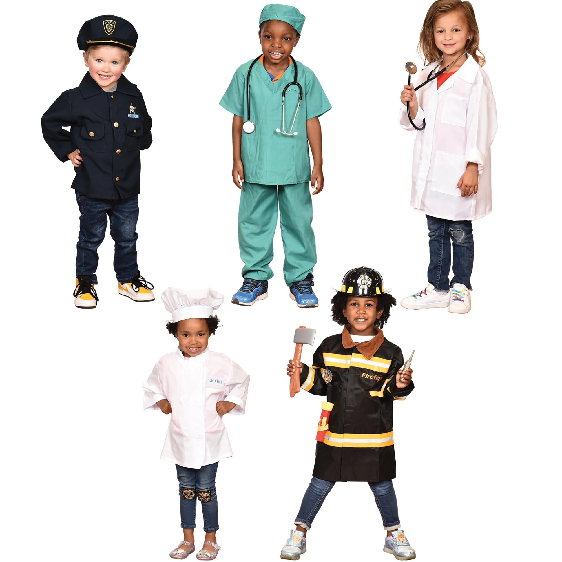 Community Helpers Dress-Up Costume Set | 5-Piece Career Outfits with Props for Ages 3–6