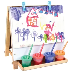 Compact Tabletop 3-in-1 Hardwood Art Easel | Chalkboard, Whiteboard & Painting Surface