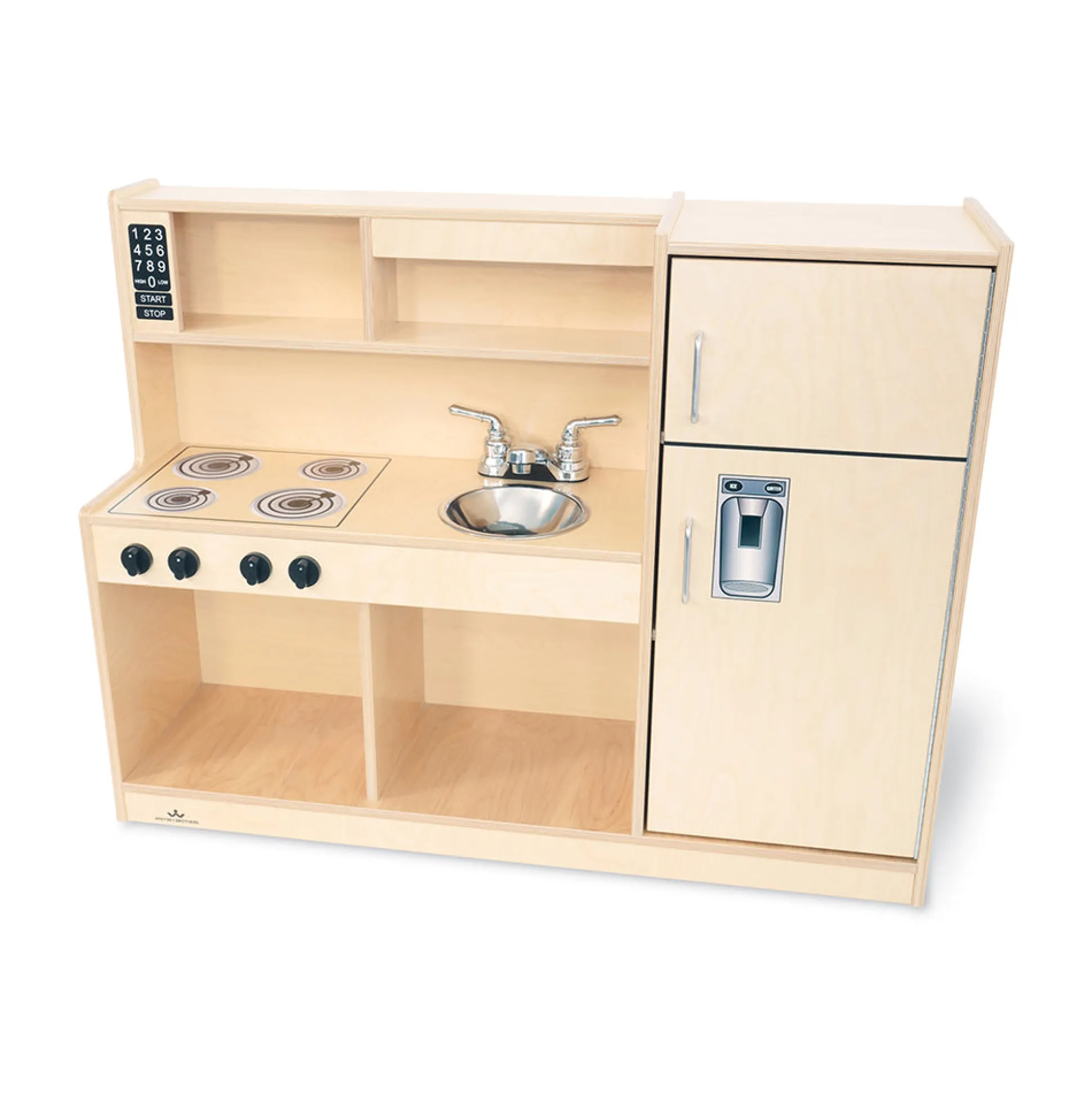 Compact Toddler Wooden Kitchen Playset with Stove, Sink, and Refrigerator