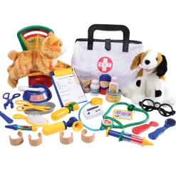 Complete Play Vet Set | 30-Piece Kit with Stethoscope, Pet Scale, Plush Dog & Cat