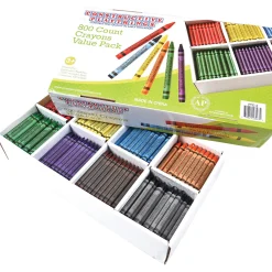 Constructive Playthings® Crayons Value Pack | 800 Non-Toxic Standard-Size Crayons in 8 Colors with Storage Box