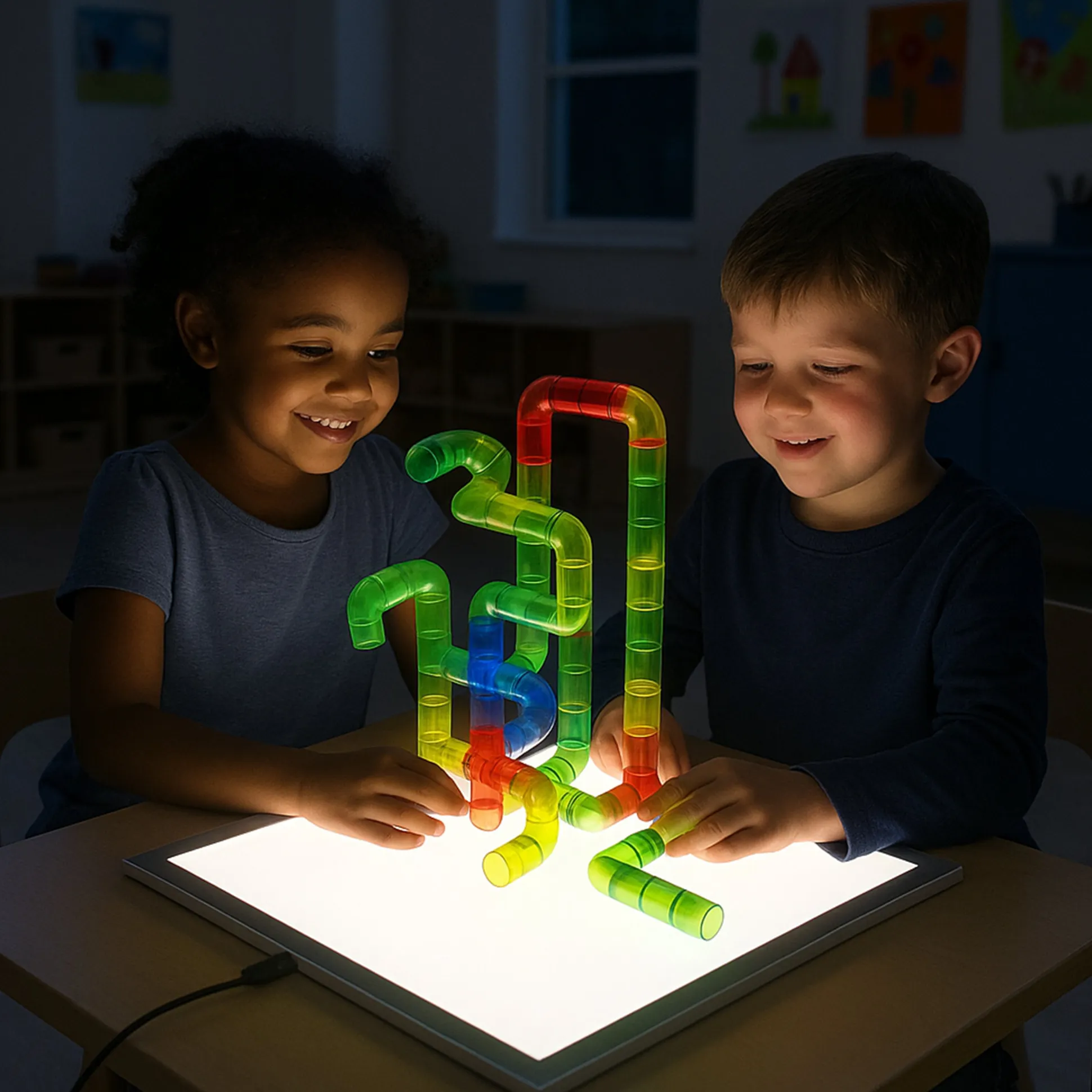 Constructive Playthings Translucent Pipe Builders - 80 PC