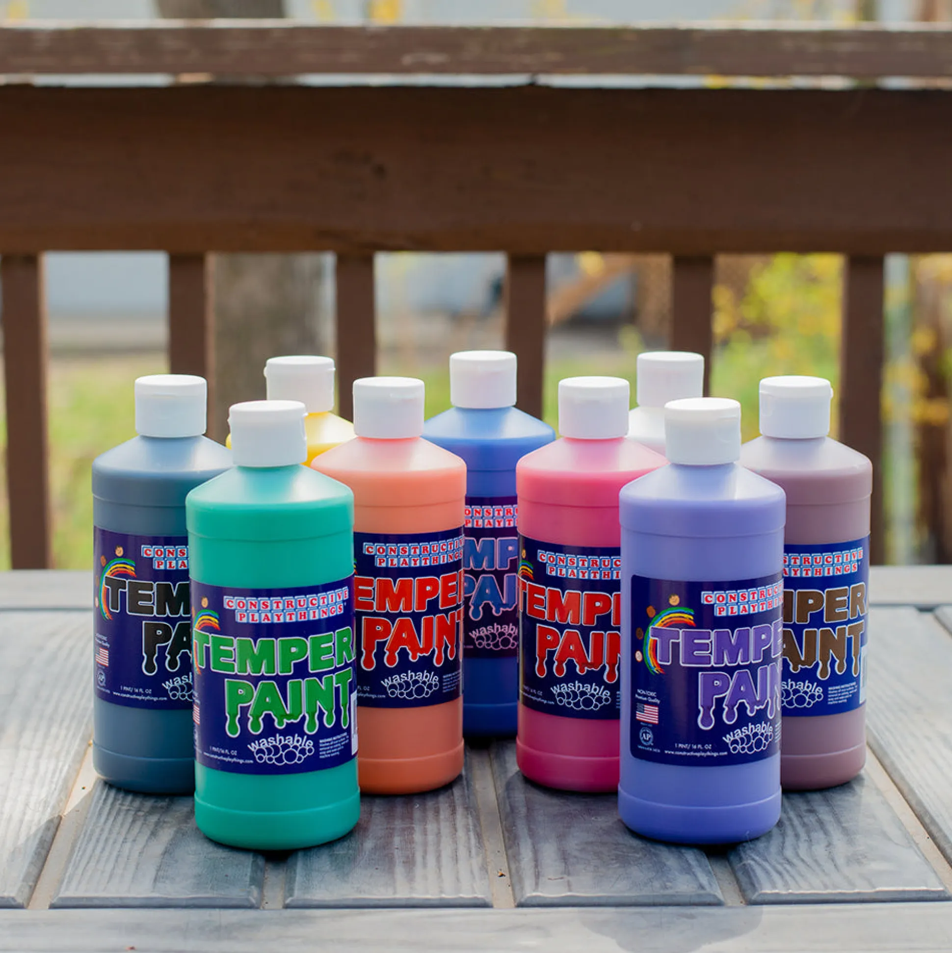 Constructive Playthings® Washable Tempera Paint - Set of 9 Pints