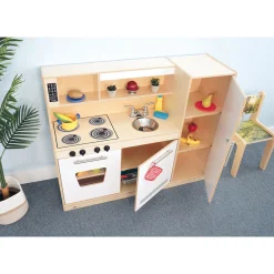 Contemporary White Combo Play Kitchen | All-in-One Pretend Toy Kitchen with Modern Design