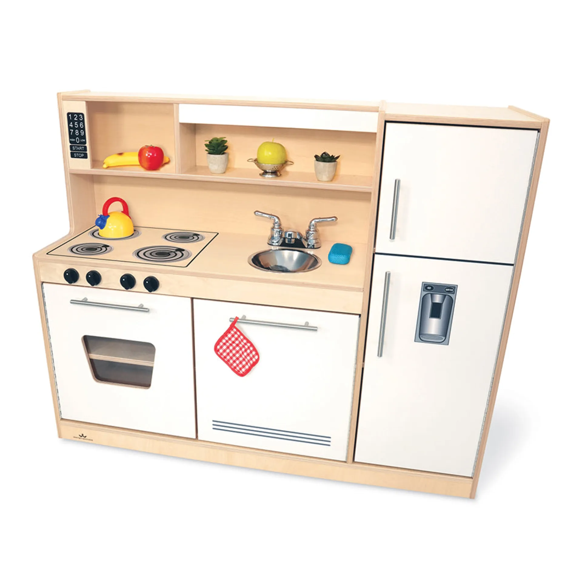 Contemporary White Combo Play Kitchen | All-in-One Pretend Toy Kitchen with Modern Design