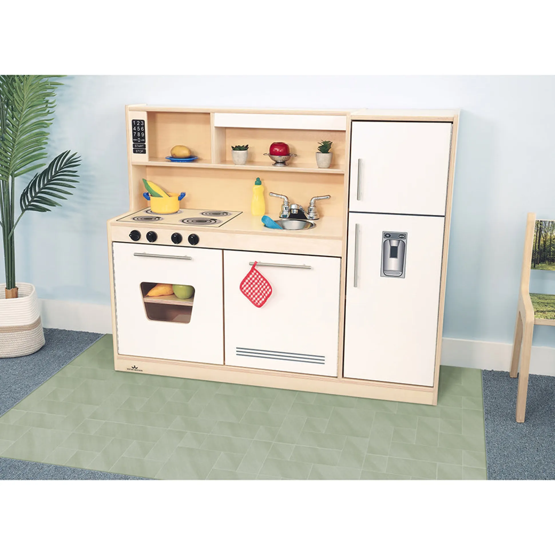 Contemporary White Combo Play Kitchen | All-in-One Pretend Toy Kitchen with Modern Design