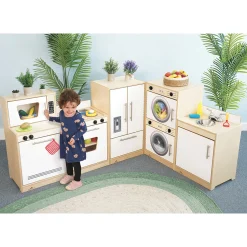 Contemporary White Dishwasher & Microwave Combo | Preschool Pretend Play Kitchen Appliance