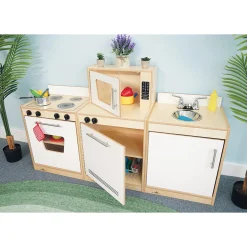 Contemporary White Dishwasher & Microwave Combo | Preschool Pretend Play Kitchen Appliance