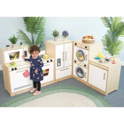 Contemporary White Sink | Pretend Play Kitchen Sink with Realistic Faucet and Basin
