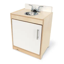 Contemporary White Sink | Pretend Play Kitchen Sink with Realistic Faucet and Basin
