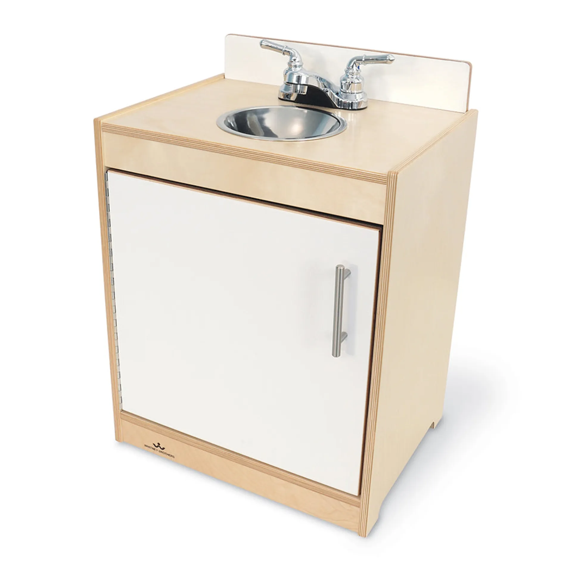 Contemporary White Sink | Pretend Play Kitchen Sink with Realistic Faucet and Basin