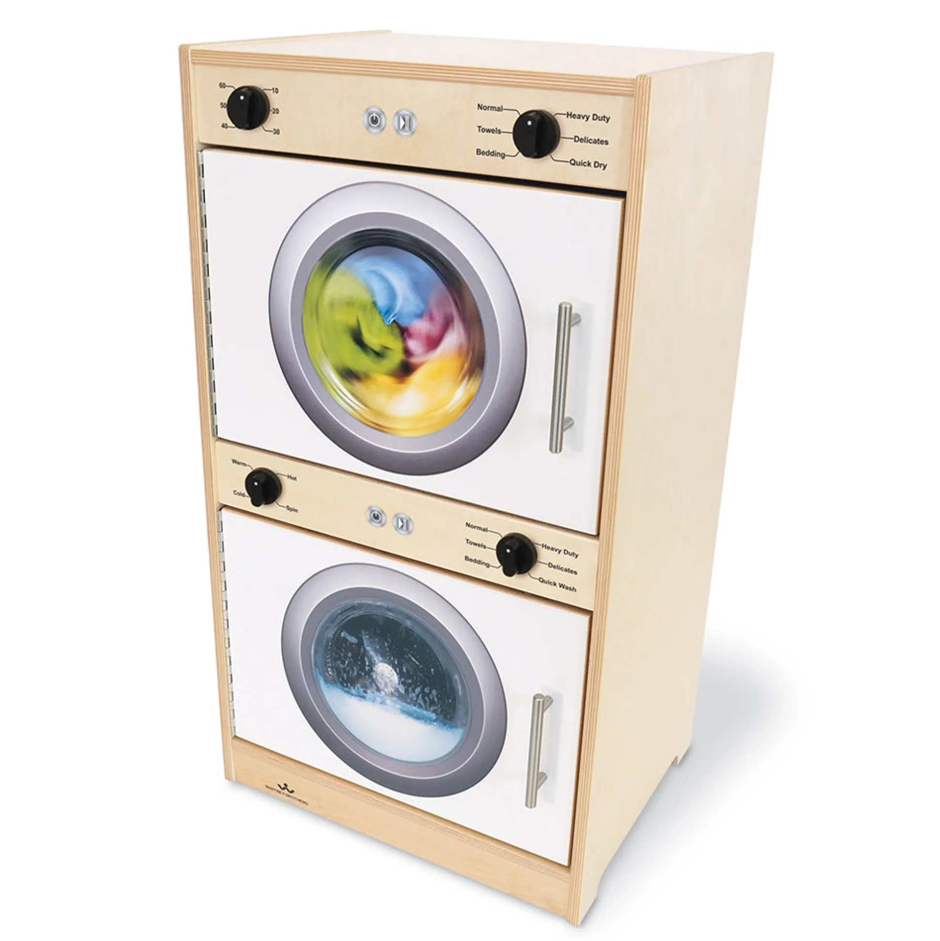 Contemporary White Washer & Dryer | Pretend Play Laundry Appliance with Realistic Details