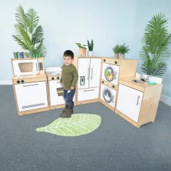 Contemporary Wooden Play Kitchen Ensemble | 5-Piece Pretend Play Set