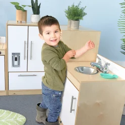 Contemporary Wooden Play Kitchen Ensemble | 5-Piece Pretend Play Set