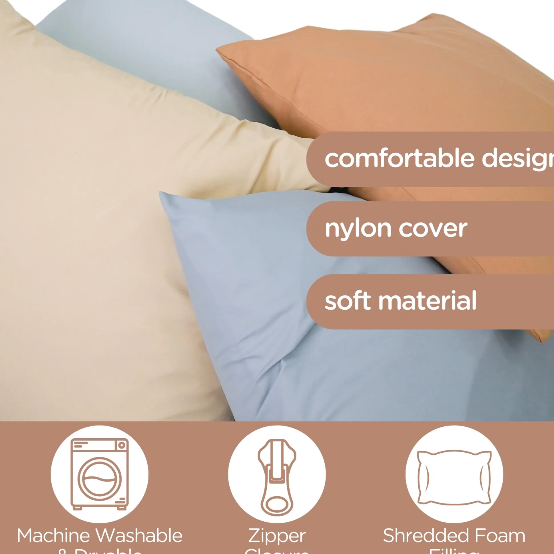 27" Cozy Floor Pillows | 4-Piece Soft Foam Cushion Set | Elements Collection