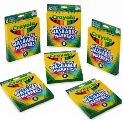 Crayola® Washable Markers Bundle | Set of 6 Packs with 8 Broad Line Markers Each | Non-Toxic Kids Coloring Supplies