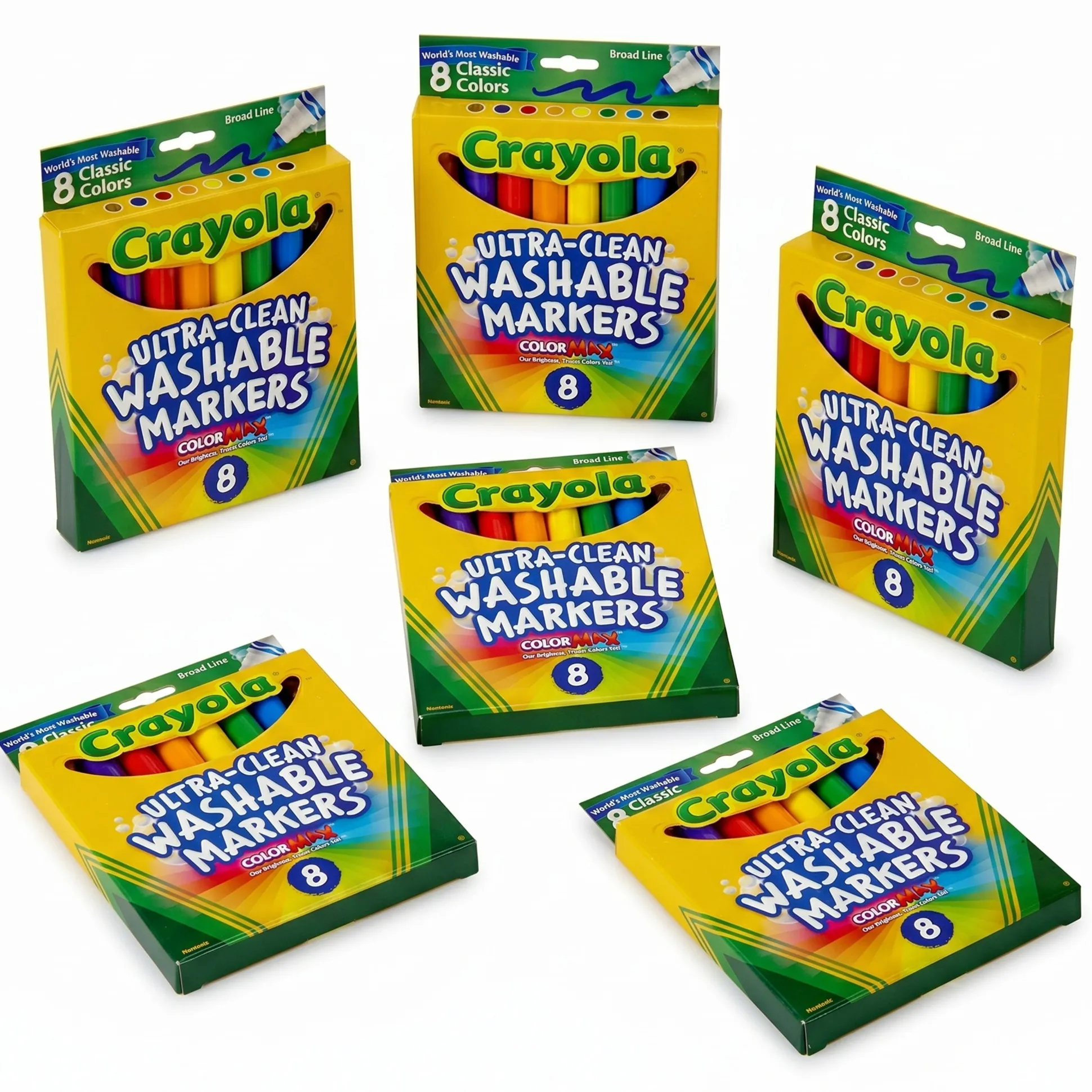 Crayola® Washable Markers Bundle | Set of 6 Packs with 8 Broad Line Markers Each | Non-Toxic Kids Coloring Supplies