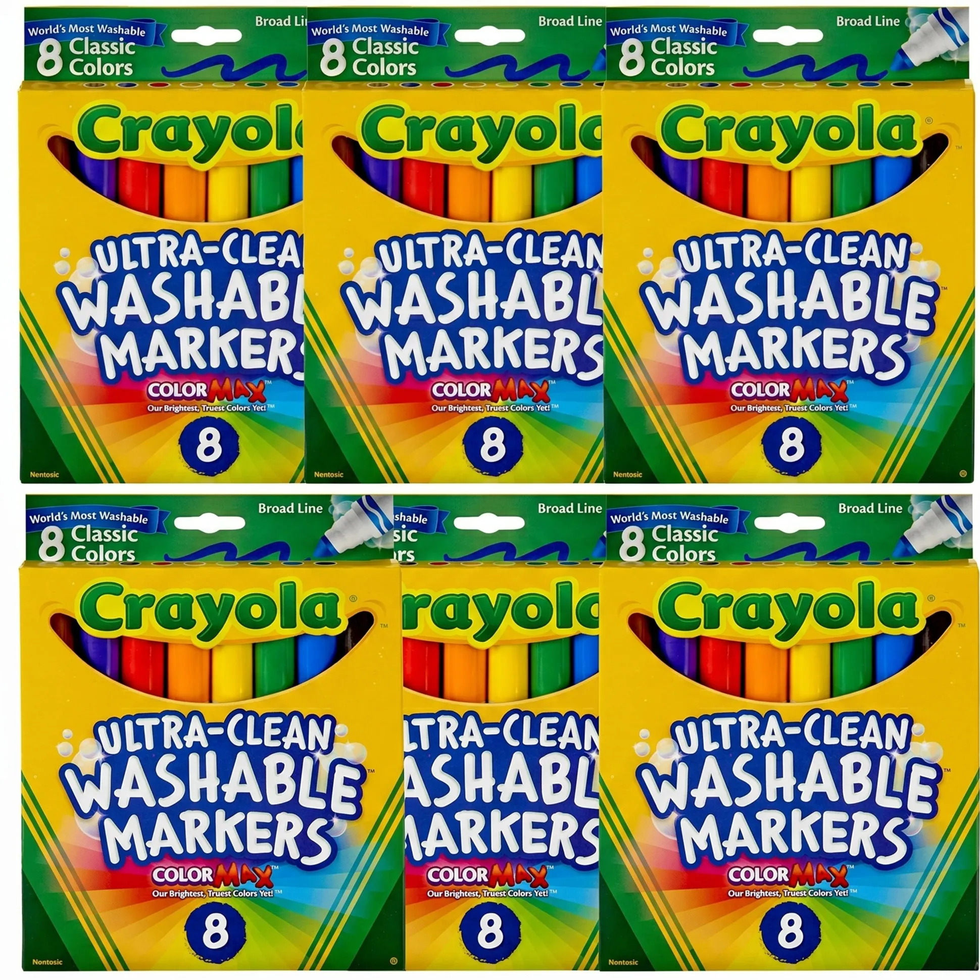 Crayola® Washable Markers Bundle | Set of 6 Packs with 8 Broad Line Markers Each | Non-Toxic Kids Coloring Supplies