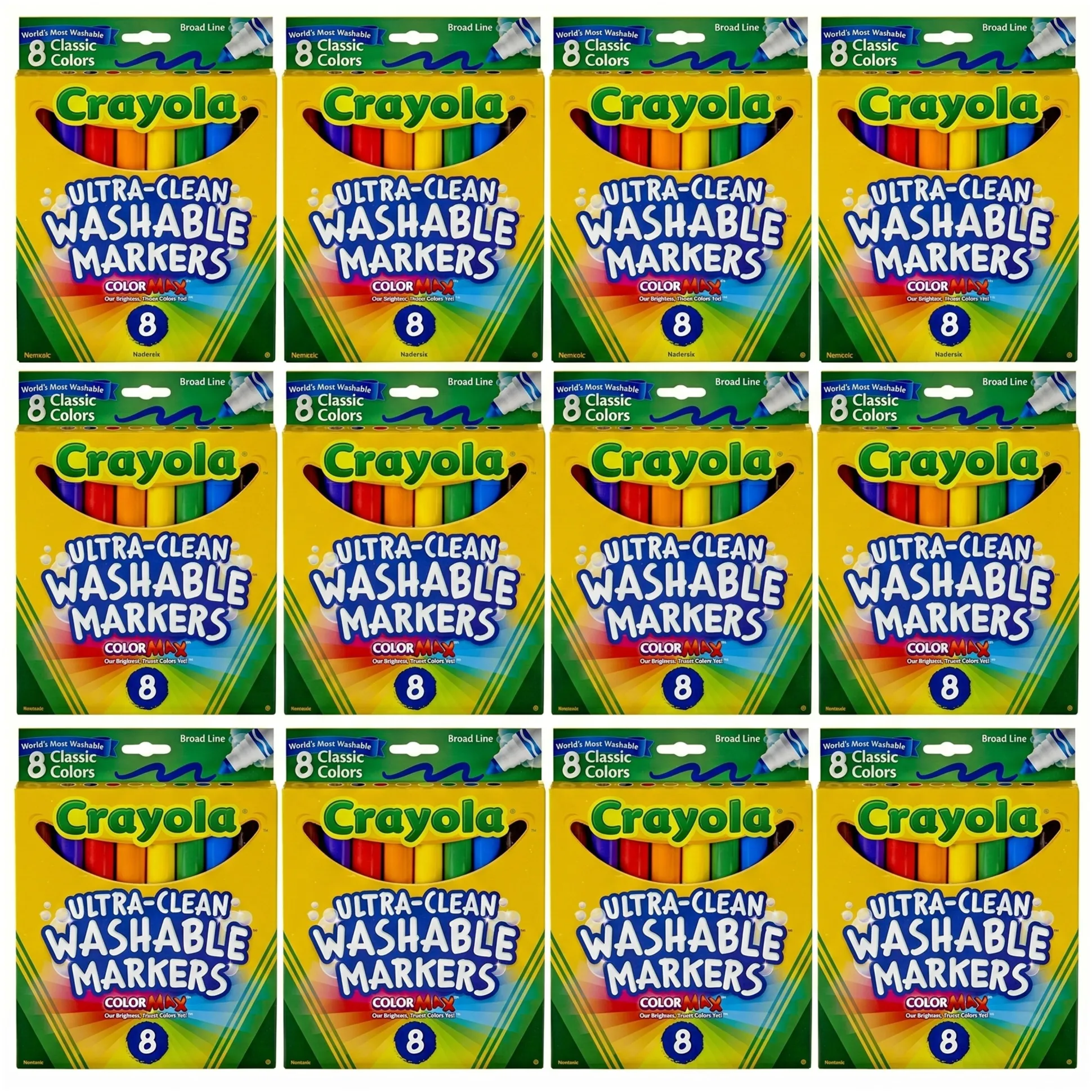 Crayola® Washable Markers Bundle | Set of 12 Packs with 8 Broad Line Markers Each