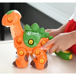 Create-A-Dino Construction Play Set | Build & Roll T-Rex and Stegosaurus with Tools