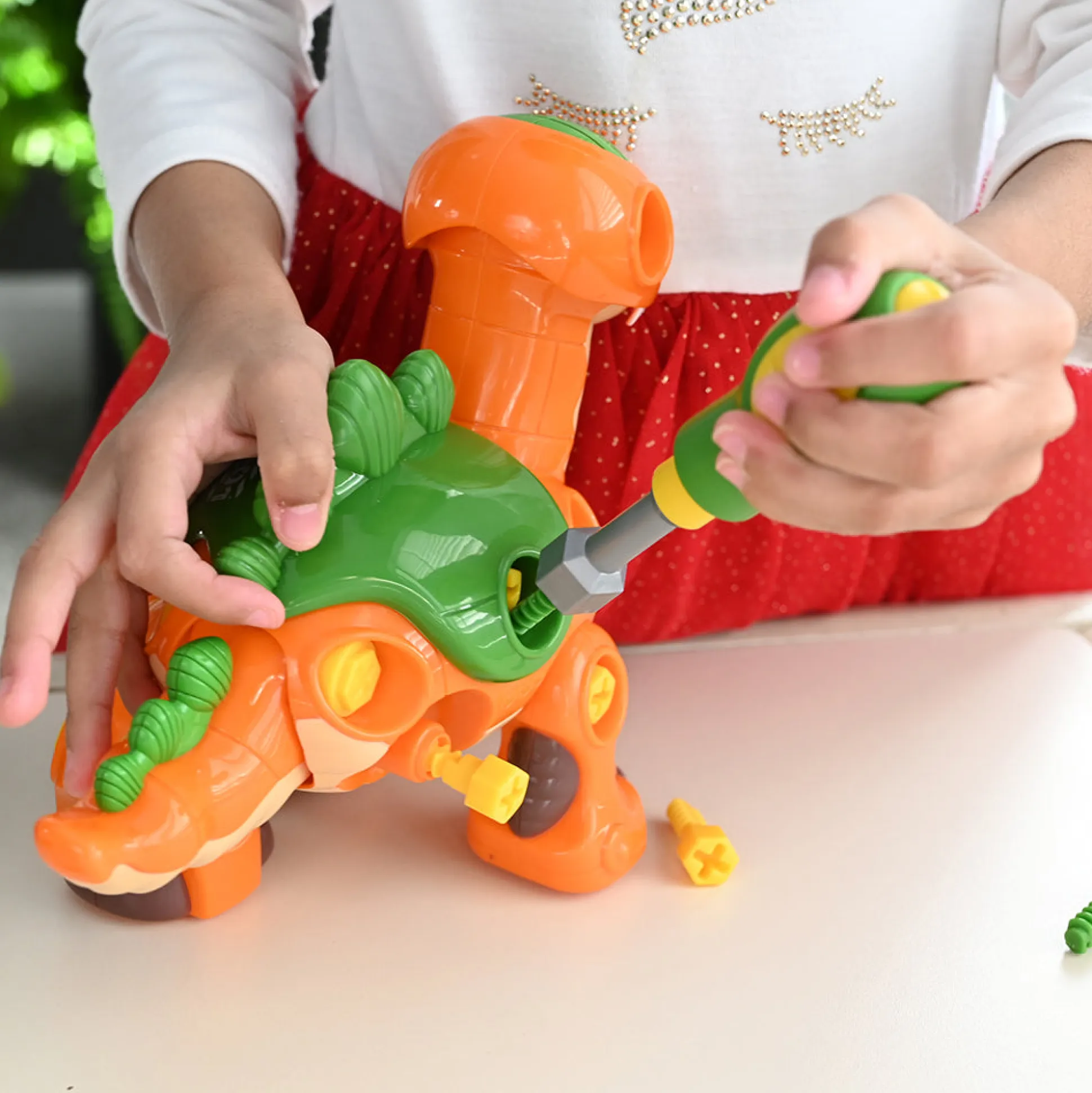 Create-A-Dino Construction Play Set | Build & Roll T-Rex and Stegosaurus with Tools