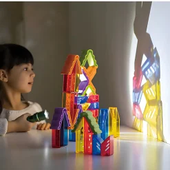 Crystal Village Translucent Building Blocks | 34-Piece Light Table STEM Set