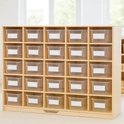 25-Cubbie Birch Storage Unit | Classroom Tote Organizer