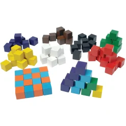 Cubical Counting Blocks | 100-Piece Wooden Colorful Math Manipulatives