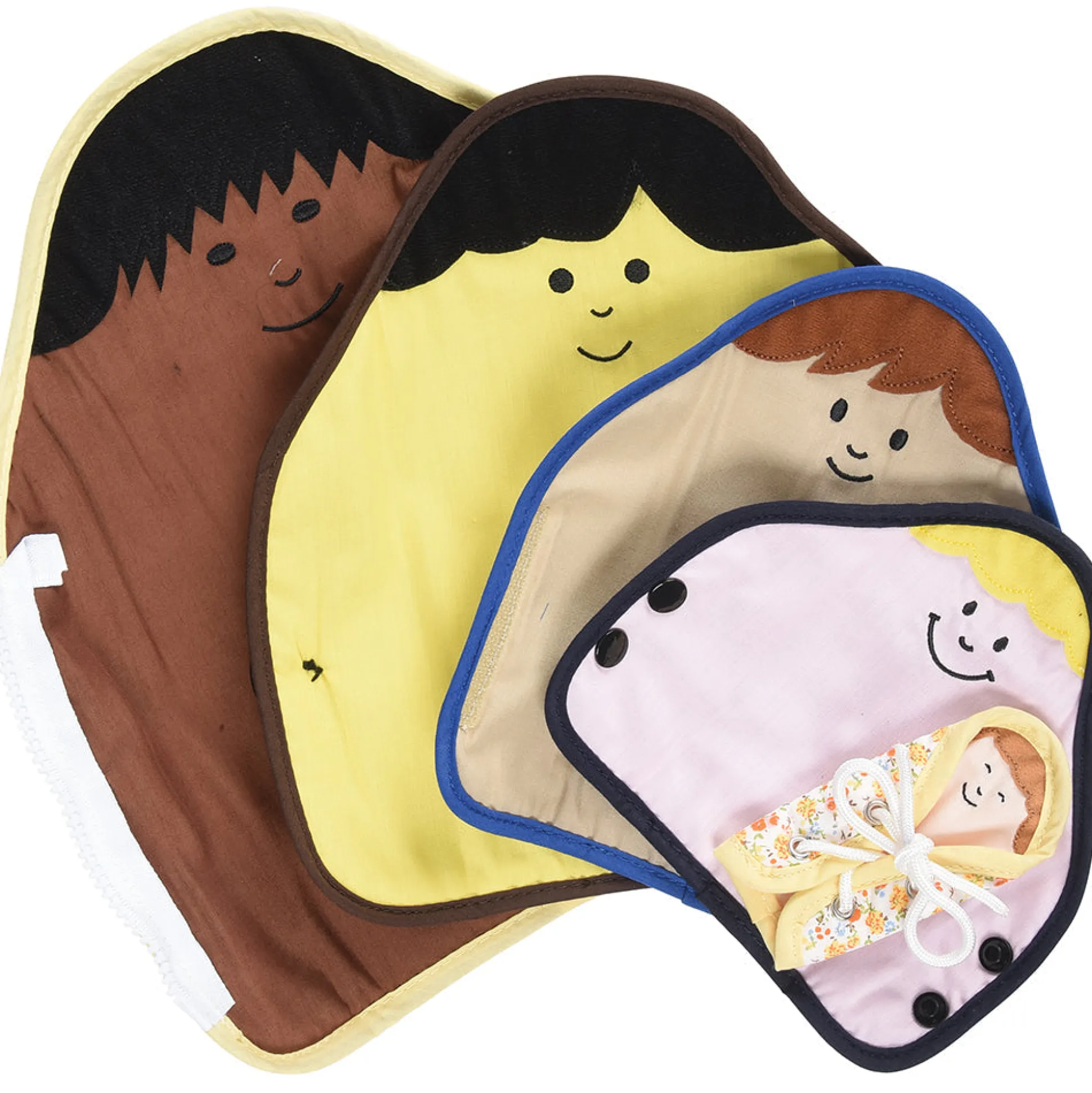 Culturally Diverse Dress to Nest Dolls | 5 Piece Set with Zippers, Snaps, and Buttons