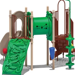 Deer Creek Preschool Playground Structure | ADA Compliant Climber with Crawl Tunnel, Curved Slide & Ground-Level Sensory Panels