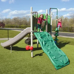 Deer Creek Preschool Playground Structure | ADA Compliant Climber with Crawl Tunnel, Curved Slide & Ground-Level Sensory Panels